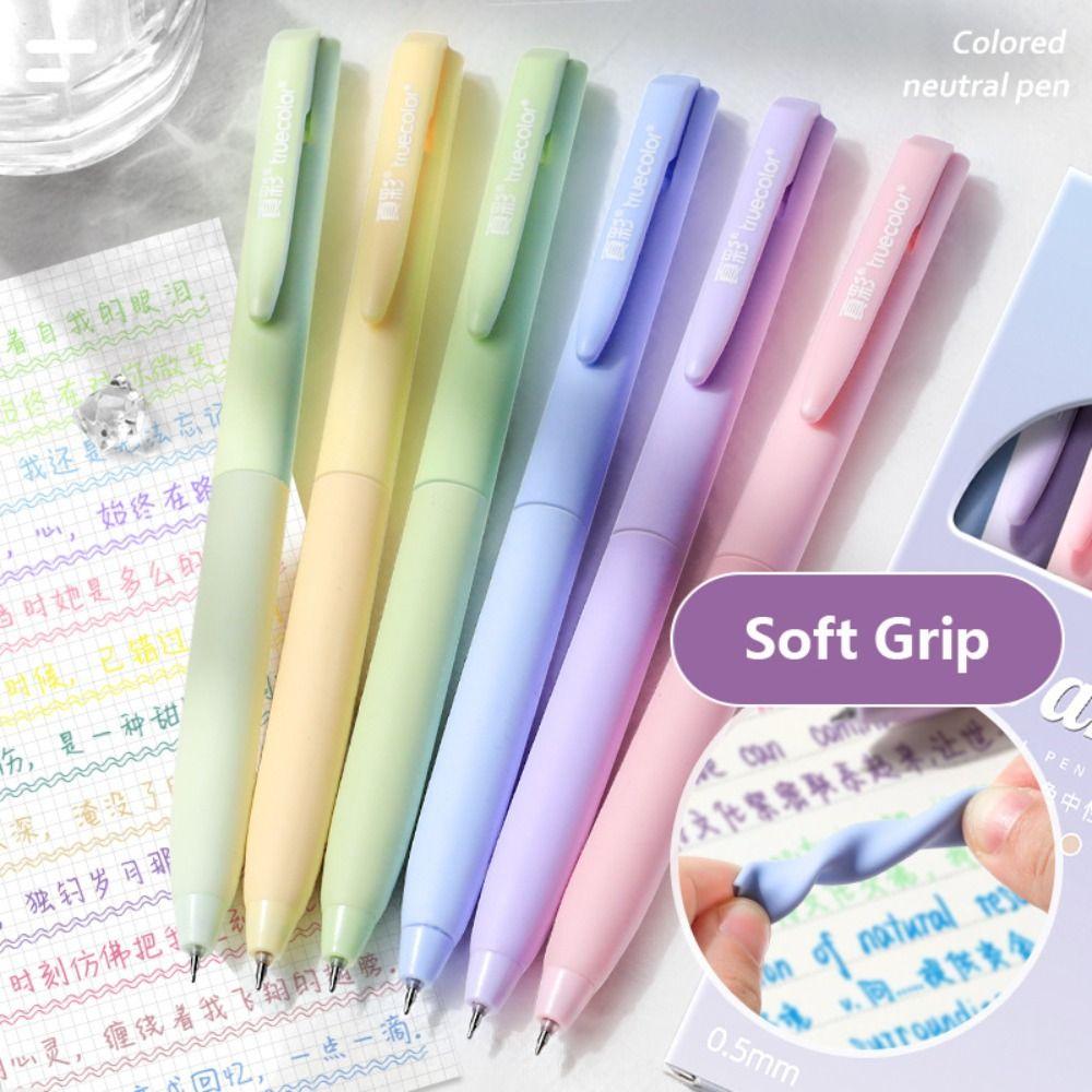 6Colors/Set Color Ink Color Gel Pen Press Type Signing Pen Creative Neutral Pen  Students Gift