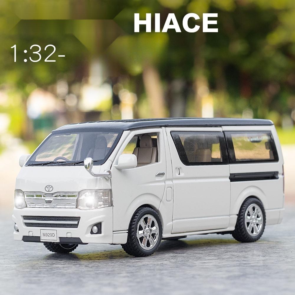 1:Модели игрушечных автомобилей HIACE Масштаб 32 Сплав Литье под давлением MPV Открывающиеся двери Инерционный Звук Свет Автомобиль для деловых поездок Подарки для мальчиков
