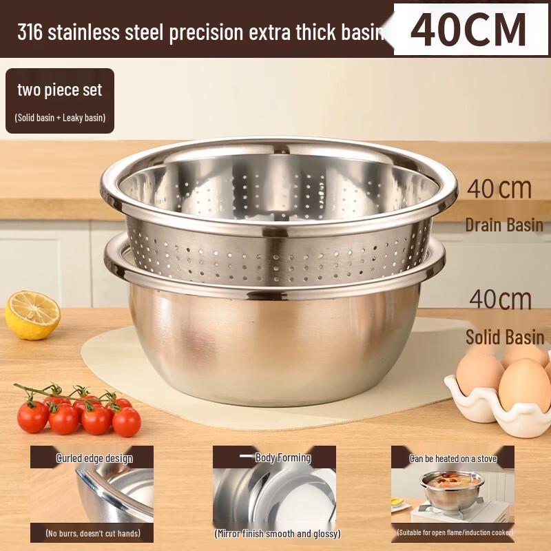 ZISIZ 316L Stainless Steel Strainer Bowl Set