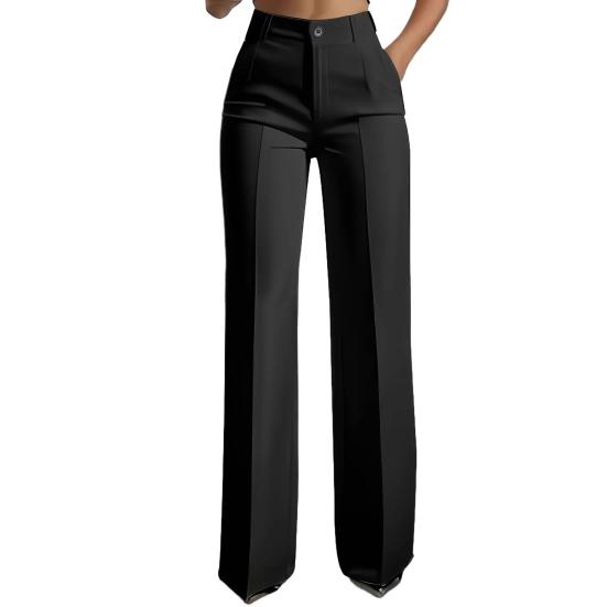 Женские брюки-костюмные на пуговице и молнии, с высокой талией, длинные, с карманами