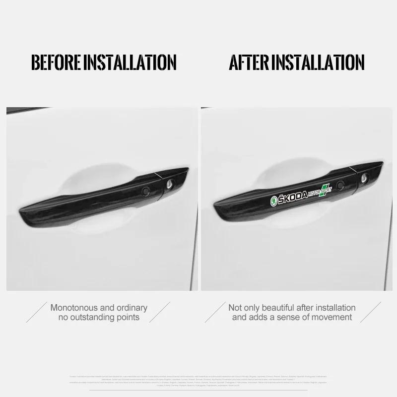 DPO3 4Pcs Car Emblem Stickers Rearview Mirror Wiper Decals Accessories For Skoda Octavia Superb Rapid Fabia Kamiq Kodiaq Karoq Enyaq