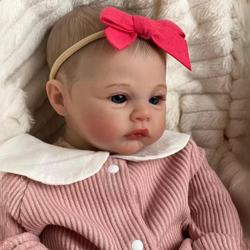 Cute 19 Inch Reborn Doll Meadow Wear Romper Soft Cloth Body Realistic Baby Doll Toys for Kids Above 3+ Years Old Truth Like Visible Veins Newborn Doll