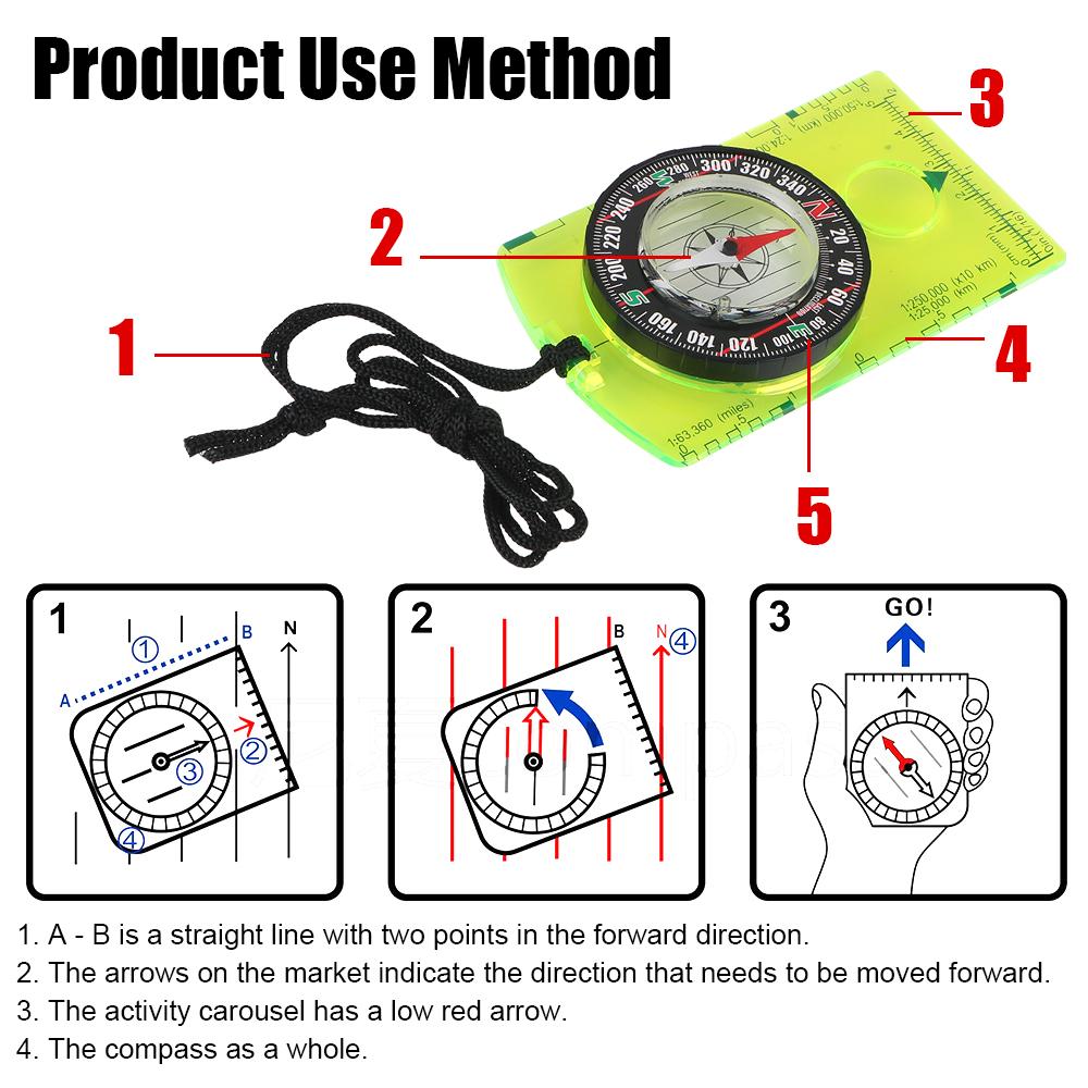 Waterproof With Magnifier Compass Ruler Advanced Magenetic Needle Compass Scaled Outdoor Gadget For Navigation Hiking Orienteering Scout