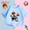 Детская футболка с принтом в стиле граффити, вдохновленным Roblox, Крутой уличный стиль для мальчиков/девочек, Модная повседневная футболка с хип-хоп атмосферой