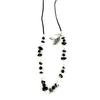 [H3015] - Designer Long Necklace 'Kilimanjaro' Black White Feather