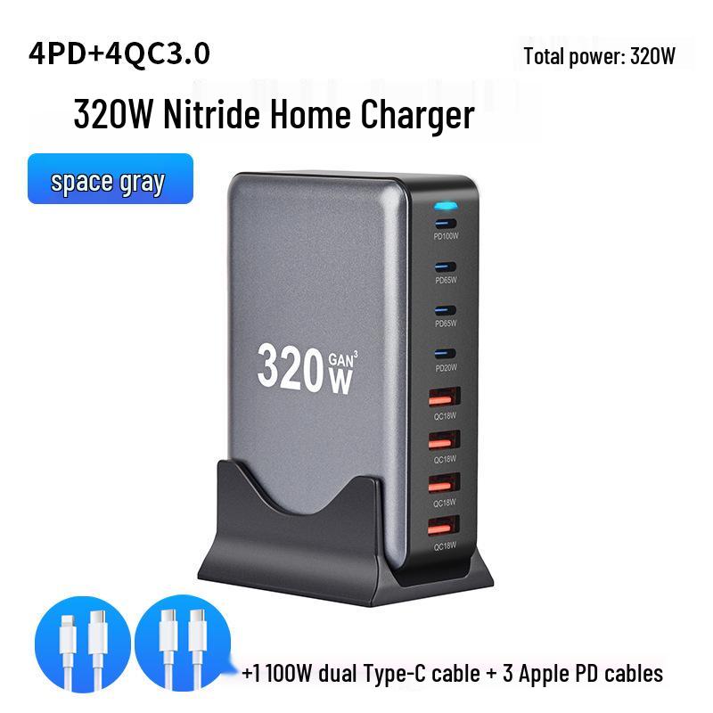 Многопортовое GaN USB-зарядное устройство 200 Вт: Быстрая зарядка PD100 Вт для мобильных устройств