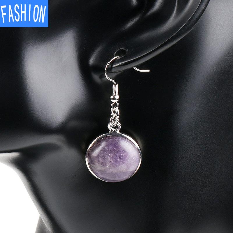 Простые стильные круглые серьги, модные серьги с натуральными кристаллами, женские серьги с рыболовным крючком