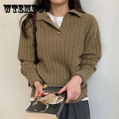 Женский ретро свободный верхняя одежда с лацканами свитер короткий женский вязаный кардиган свитера