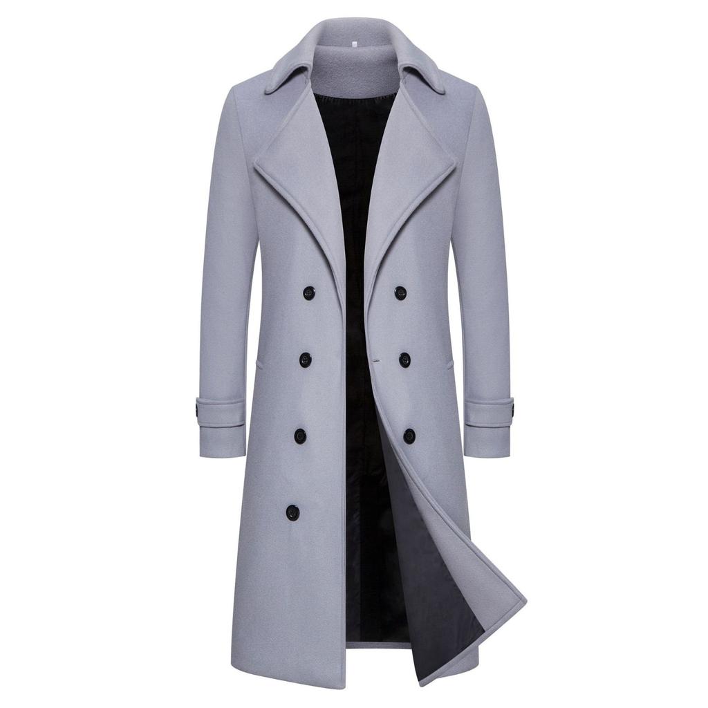 Winter Men Slim Stylish Trench Coat Double Breasted Long Jacket Coat