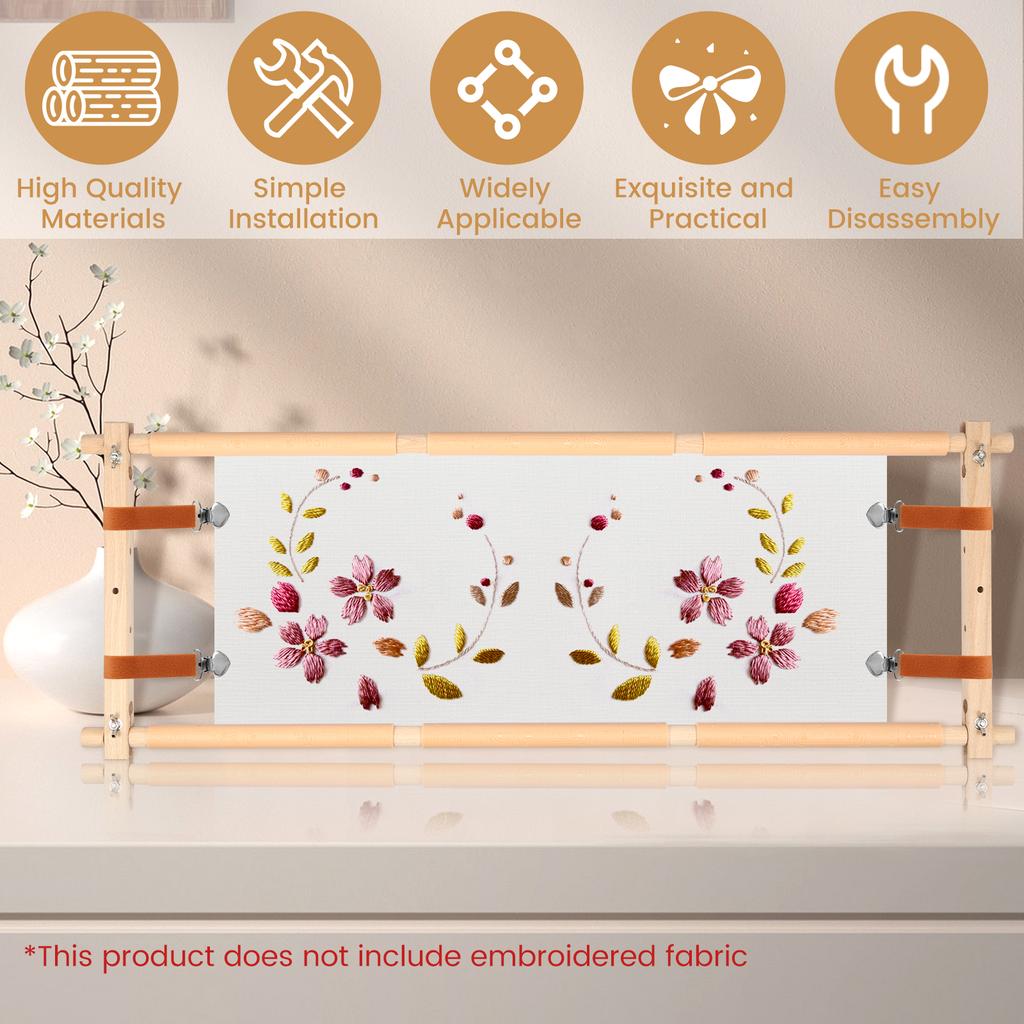 Embroidery Scroll Frame Wooden Cross Stitch Scroll Frame Rotated Needlepoint Embroidery Tapestry Scroll Frame Adjustable
