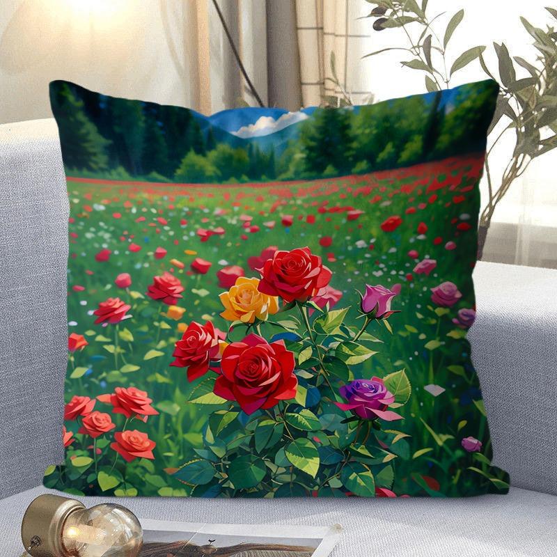 Декоративная наволочка с рисунком розы для гостиной, спальни, квадратная наволочка с подушкой