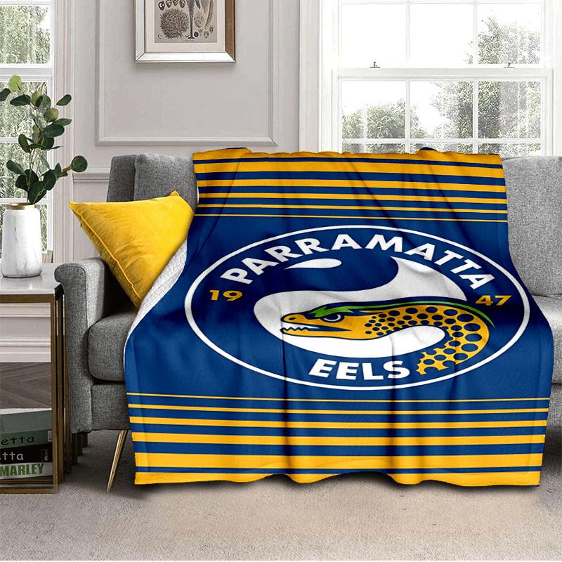 Parramatta Eels Team Crest Blanket Suitable for Sofas, Beds, Offices, And Camping - Perfect Gift for Halloween Christmas