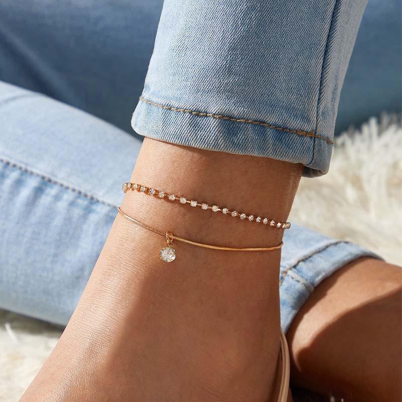 Modyle 2024 New Bohemia Handcuffs Anklet Multilayer Silver Color Foot Chain Fashion Ankle Bracelet For Women Beach Jewelry