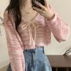 Summer Short Knitted Cardigan with Sun Protection Shawl Thin Hollowed Out Cover Outerwear Air-conditioned Shirt Korean
