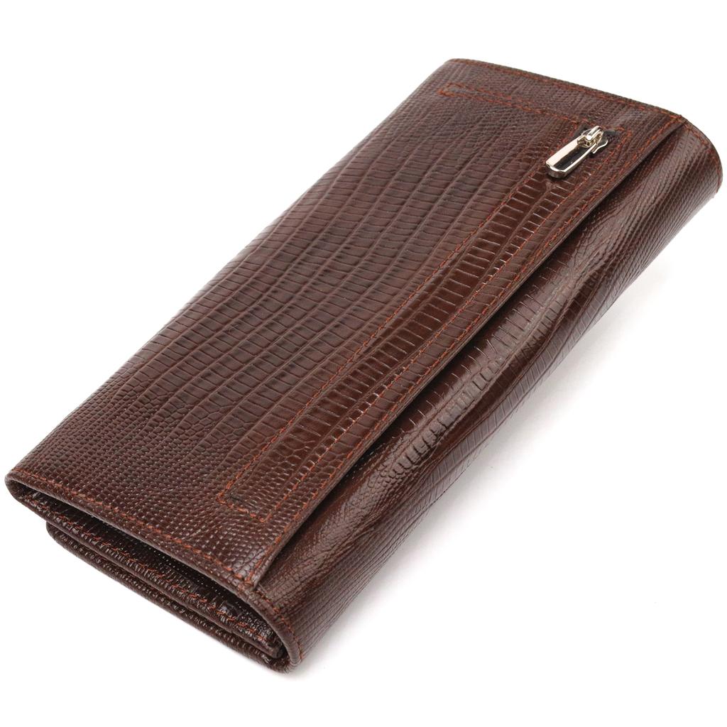 Стильный женский кошелек из натуральной фактурной кожи CANPELLINI Wallet 21607 Коричневый