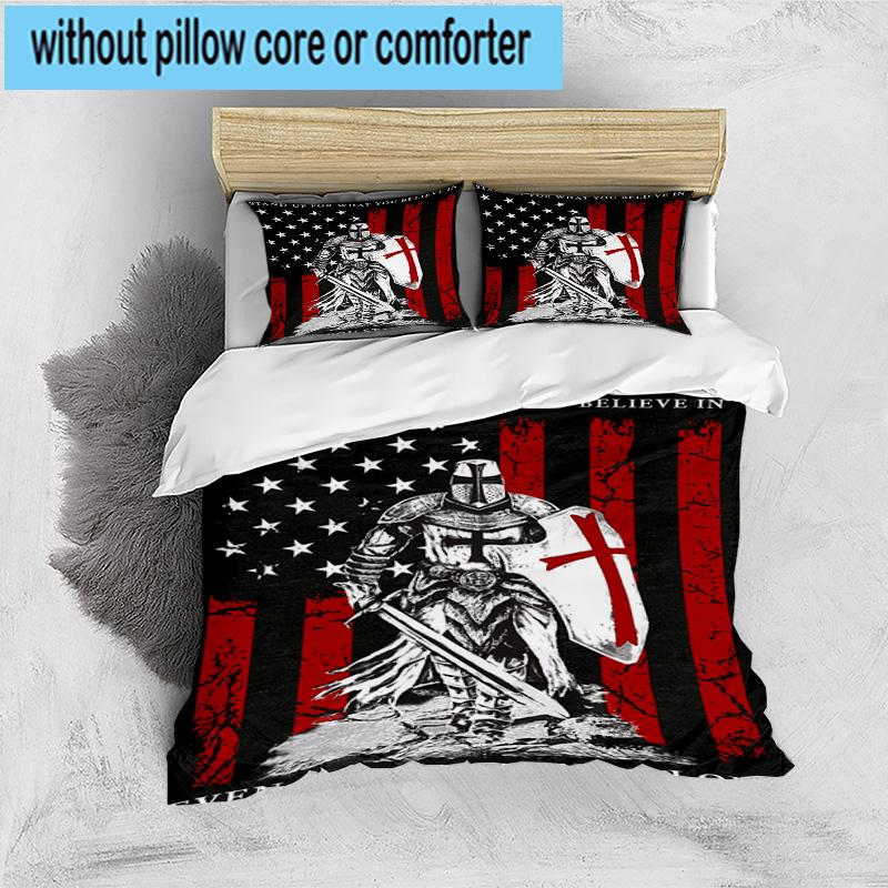 3PCS Knightly Crusader Armor 3pcs Bedding,Including 3PCS Duvet Cover And 2pcs Pillowcases Perfect for Christmas,Ideal for Bedroom, Dormitory