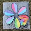 Outdoor Rainbow Six Color Windmill With Black Edge Stake Standing Lawn Flower Pinwheel Outdoor Party Garden Yard Picnic Decor