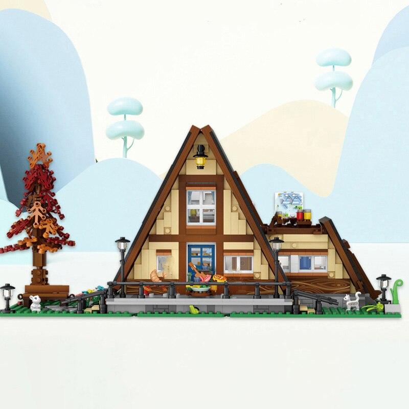 LOZ 1037 Городская архитектура Треугольник Деревянный дом Вилла Сад Дерево Цветок 3D Мини-блоки Кирпичи Строительная игрушка без коробки