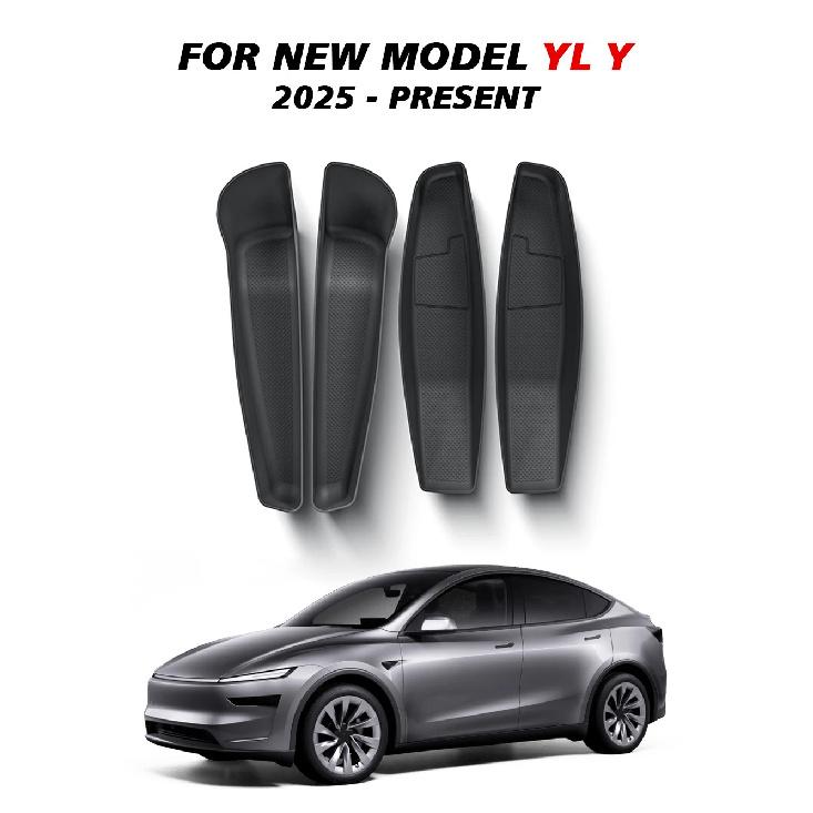 TESY For Tesla Model YL Y Launch Juniper Standard Car Door Side Storage Box Front Rear TPE Door Storage Organizer Tray