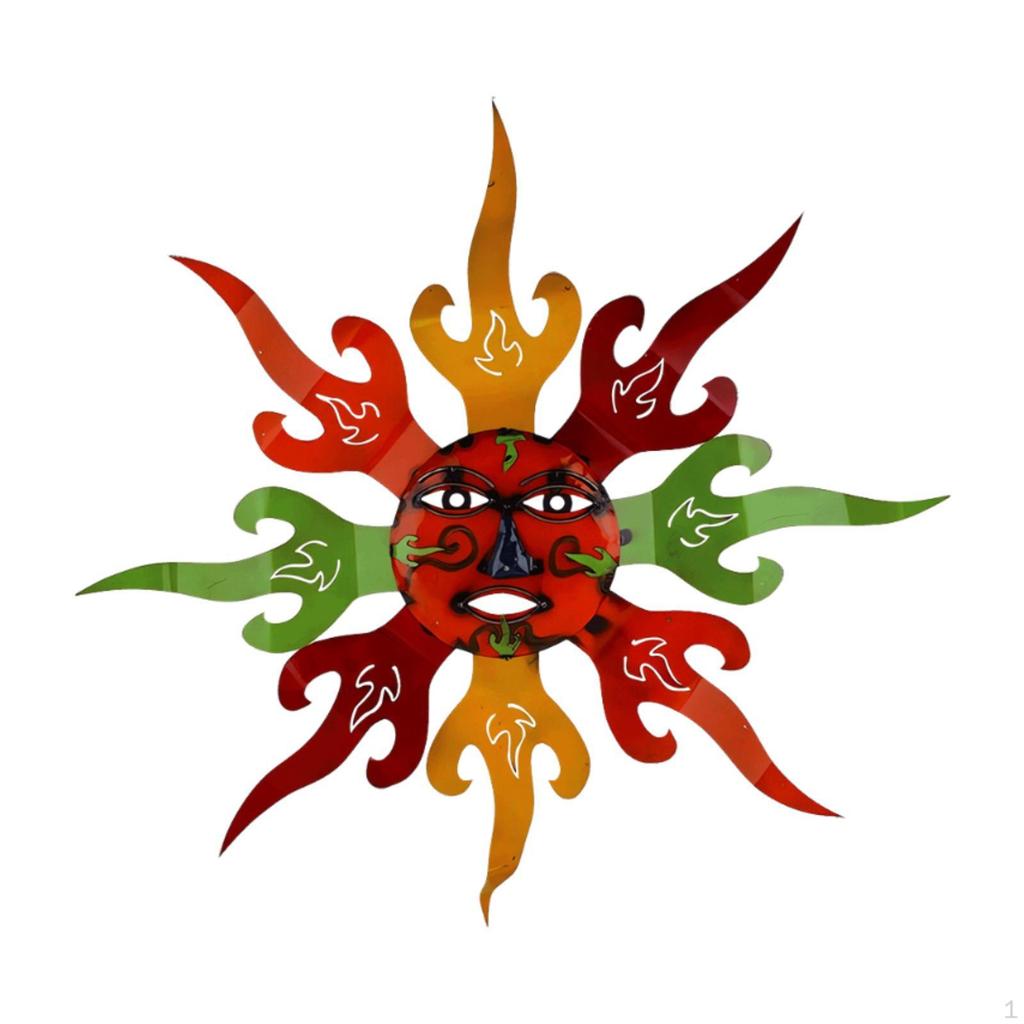 Sun Wall Decor Art Colorful Housewarming Gift Iron Hanging Decoration Ornament for Farmhouse