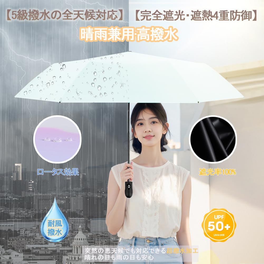 Отличный зонт-парасоль с автоматическим открыванием и складыванием, для солнечной и дождливой погоды, складной, компактный, блокирующий УФ-излучение [стандарт JIS]