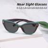Fashionable Cat Eye Color Splicing Myopia Sunglasses Street Photography Stage Performances Decorative Glasses 0 To -4.0