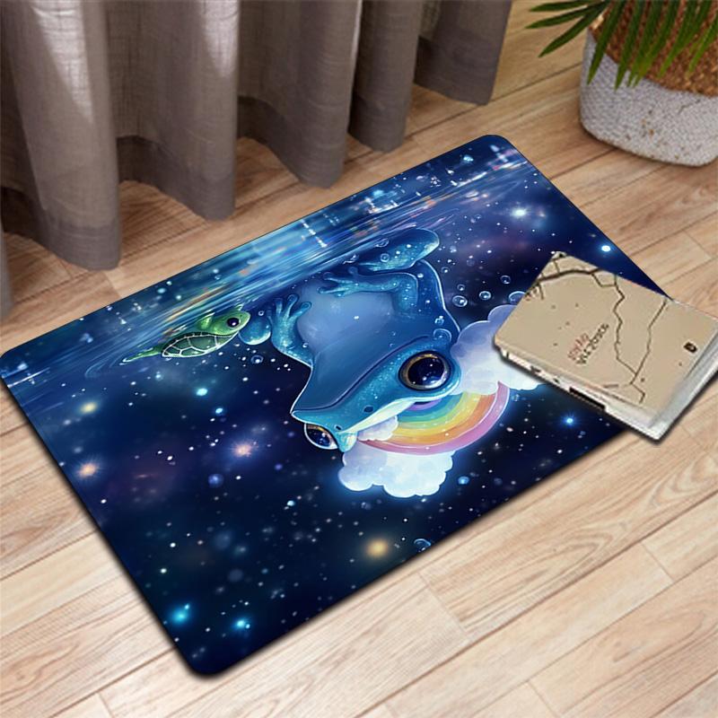 Blue frog Rug Floor Mat for Living Room or Bedroom Soft and Comfortable Carpet a Gift for Birthday and Holiday.