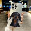 Цветной чехол для телефона для iPhone 17 16E 16 11 15 14 Pro MAX 12 13 MINI 7 8 Plus XR SE Посеребренный IMD чехол Такса Сосисочная собака