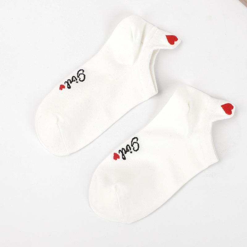 Cute Embroidery Love Heart Socks Fashion Funny Sokken Heel With Glitter Gold Silk Red Heart Ankle Socks Dropship