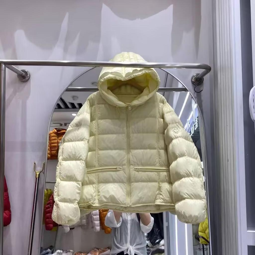 Small scissors European ribs stand-up collar down jacket women's winter new loose white duck down hooded warm jacket