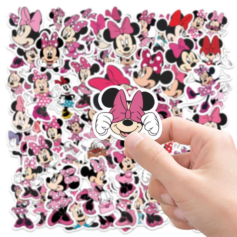 MINISO 65 шт. Мультяшные наклейки Disney Микки Маус и Минни Маус, Милые DIY Наклейки для ноутбука, багажа, скрапбукинга, велосипеда, водонепроницаемые, игрушки