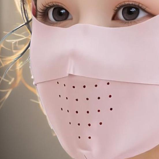 Защитная маска для лица, бесшовная, дышащая, с отверстиями, солнцезащитный крем, 3D, тонкий дизайн, защитная маска для лица UPF 50, дышащая, из ледяного шелка, защитная маска для лица