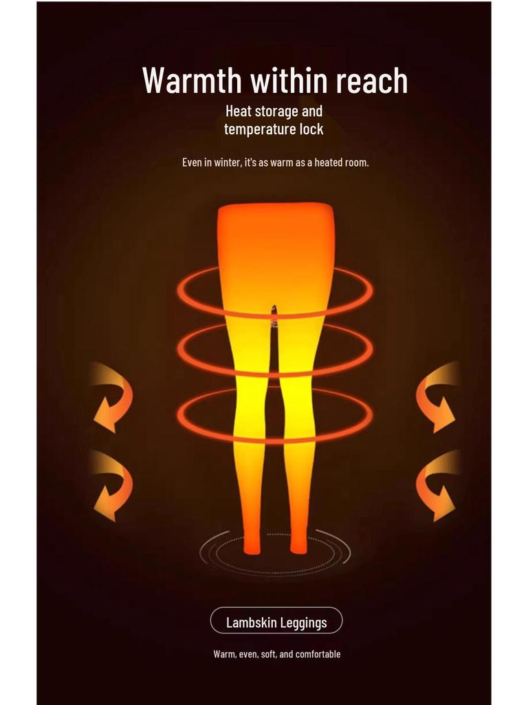 Женские зимние черные леггинсы на флисовой подкладке - Толстый хлопок из овечьей шерсти, Облегающий крой, Стиль осень/зима 2025