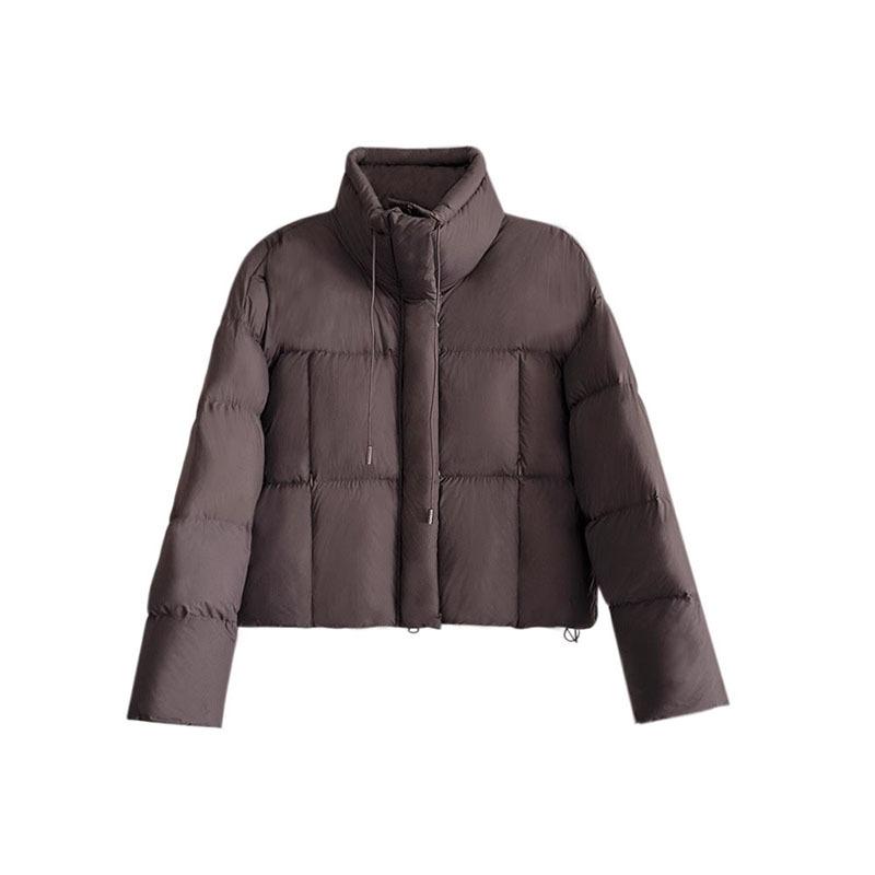 Высокий пушистый 90% белый утиный пуховый пуховик женский короткий 2024 модный воротник-стойка утолщенный маленький жакет
