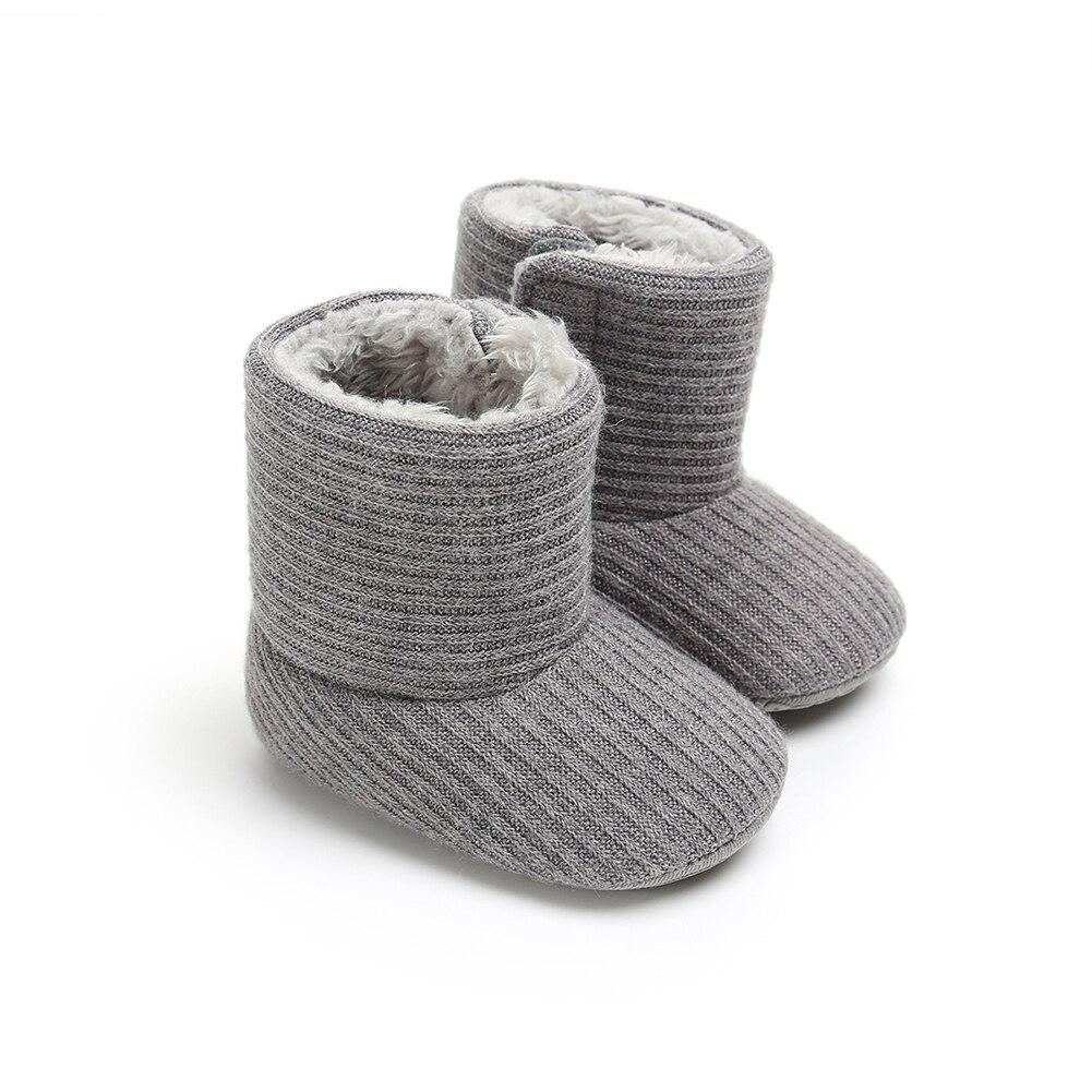 Зимние вязаные зимние сапоги для малышей, обувь для маленьких мальчиков и девочек, однотонные флисовые сапоги для первых ходунков на мягкой подошве с плюшевой подкладкой