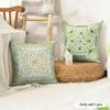 Green retro flowers Cushion Cover Natural Linen Organic Fabric DoubleSided Printing Couch Pillow Covers Home Decor