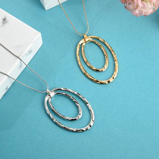 Женское ожерелье, преувеличенный двухслойный обруч, подвеска, свитер, цепь, гальванизированная змеиная кость