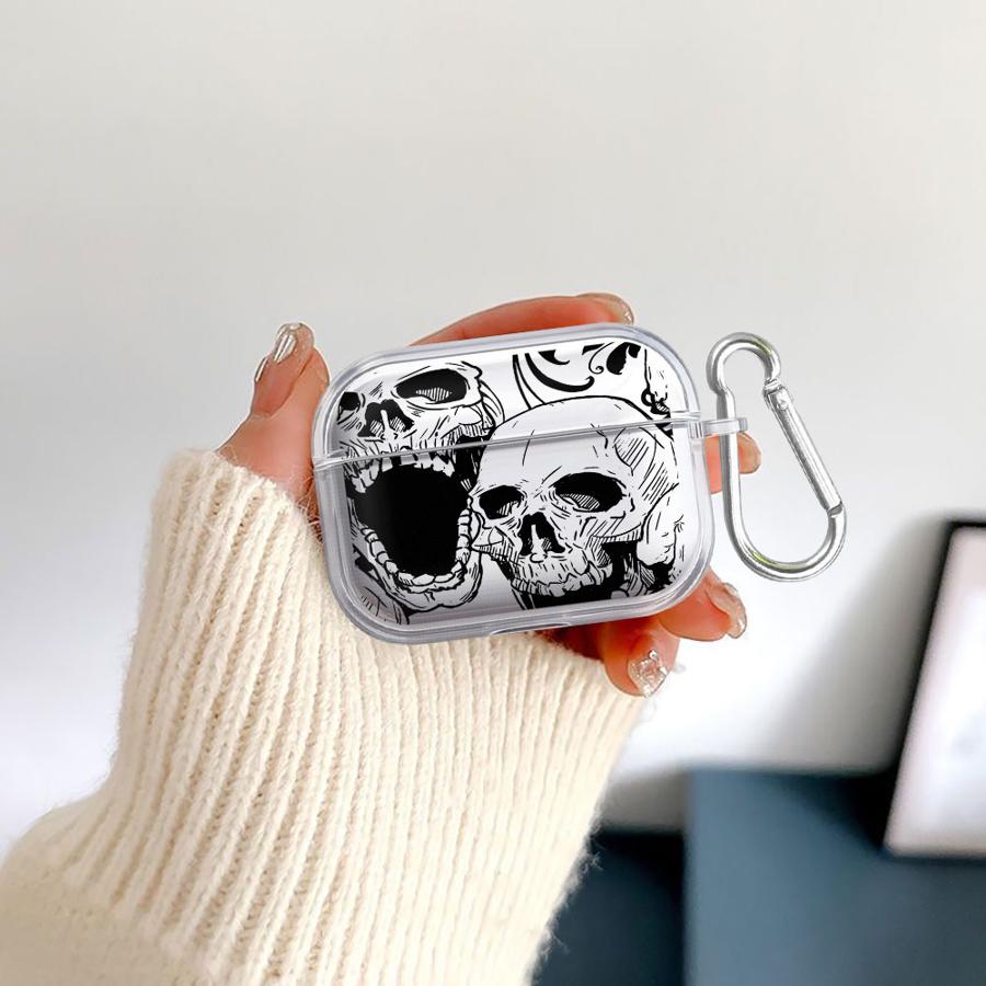 Чехол для Airpods Pro2 Pro 4 1 Pro3 2 3 Прозрачные Чехлы для Наушников Обложка Креативное Искусство Черепа