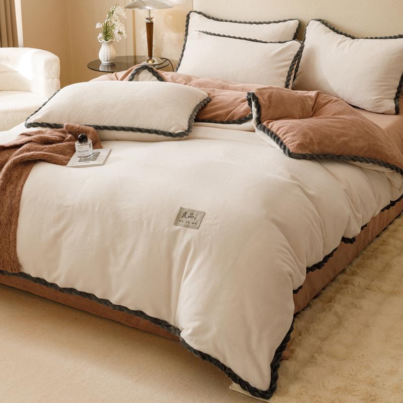 Зимнее молочное бархатное одеяло Пододеяльник Постельное белье Утолщенное покрывало на кровать Покрывало на двуспальную кровать Королевский размер Покрывало для одеяла Постельное белье