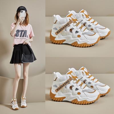 Летние новинки 2024 года Полые сандалии на высокой платформе Женские дышащие сетчатые туфли на толстой подошве Женские вулканизированные спортивные туфли Женские туфли на платформе