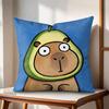 Cute Kapibala Cushion Cover Natural Linen Organic Fabric DoubleSided Printing Couch Pillow Covers Home Decor Gift