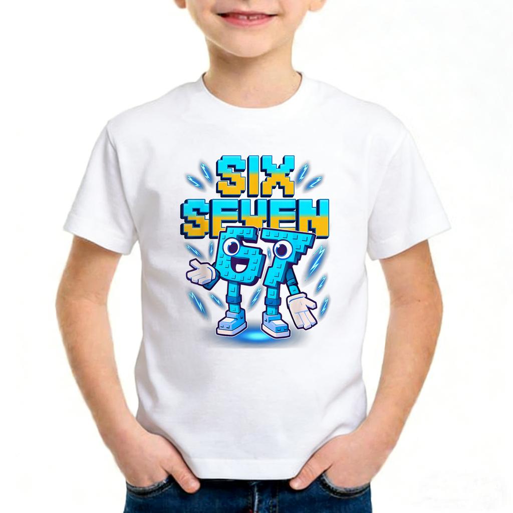 Unisex Six Seven Italian Brainrot 67 Number Graphic Print T-Shirt Boy/Girl Summer Short Sleeved Kids Comfortable Tshirt Top.