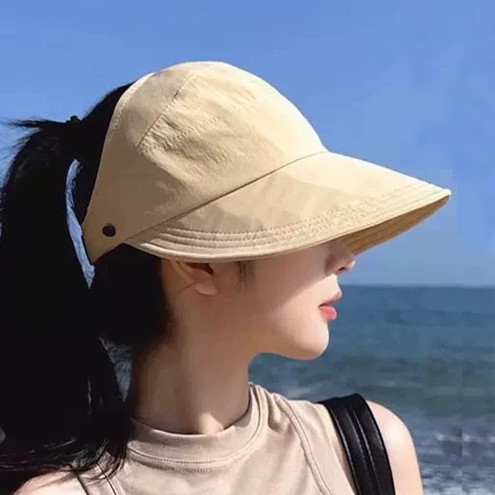 Уличная шляпа от солнца с полым верхом и защитой от УФ-лучей, складная пляжная шляпа, портативный козырек от солнца для женщин