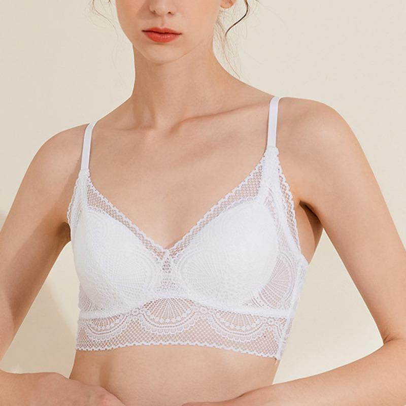 Летний кружевной бюстгальтер с треугольной чашкой, французское нестальное кольцо без рубцов, нижнее белье на спине, тонкий бюстгальтер на бретелях