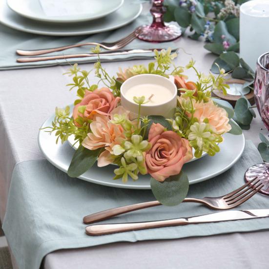 Менора Гирлянда Кольца Свечи Шелковый Цветочный Венок Гирлянда для Свадебной Столб Реалистичный