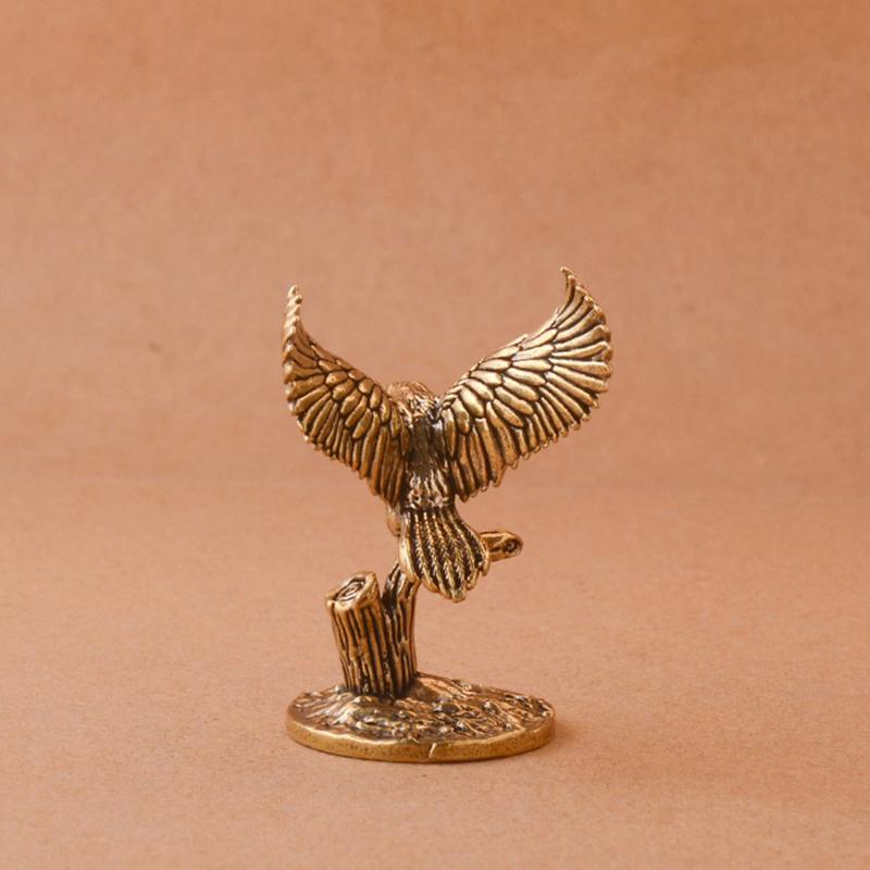 Антикварные латунные миниатюрные фигурки совы, ретро-медные фигурки животных, чайных питомцев, настольных украшений, декора, ремесла, фигурки животных