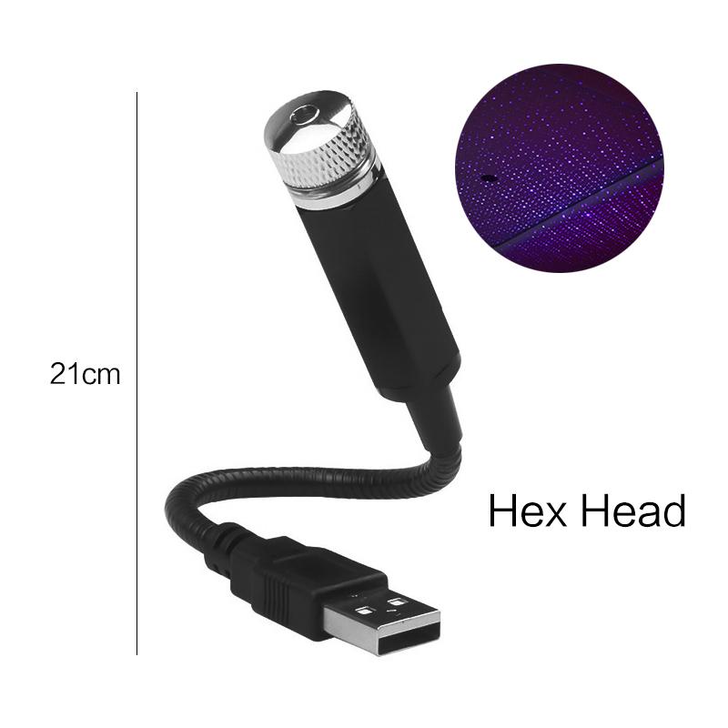 Романтичный светодиодный автомобильный ночник-проектор со звездами на крыше, атмосферная лампа, лампа Galaxy, декоративная лампа USB, регулируемый автомобильный декоративный светильник