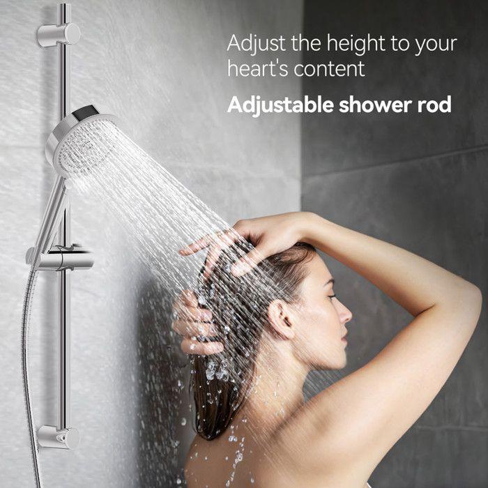 Barre de douche - DERW - Max - Fixation réglable - Chrome - 57cm