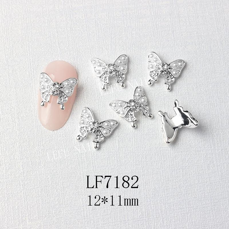 3D Metal Butterfly Nail Art Decorations with Mini Rhinestones