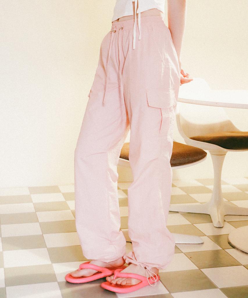 LOSSYROW String Cargo Sharing Jogger Pants Pink